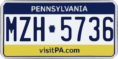 PA license plate MZH5736