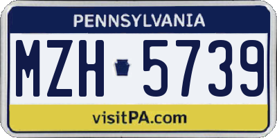 PA license plate MZH5739