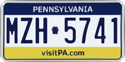 PA license plate MZH5741