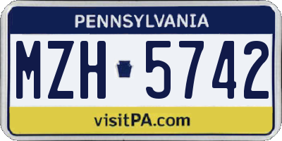PA license plate MZH5742