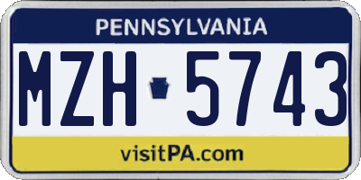 PA license plate MZH5743