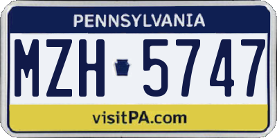 PA license plate MZH5747
