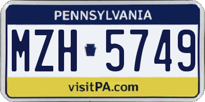 PA license plate MZH5749