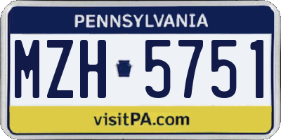PA license plate MZH5751