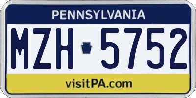 PA license plate MZH5752