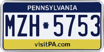 PA license plate MZH5753