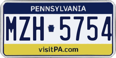 PA license plate MZH5754