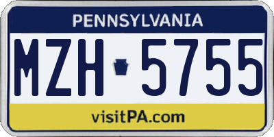 PA license plate MZH5755