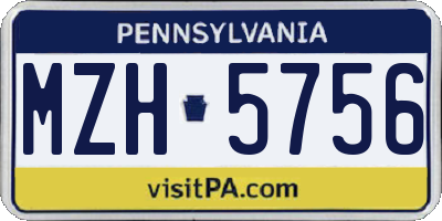 PA license plate MZH5756