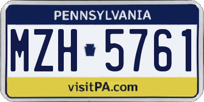 PA license plate MZH5761