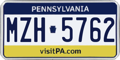PA license plate MZH5762