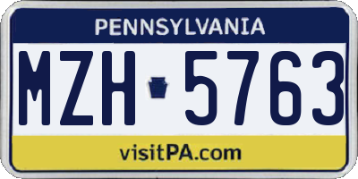PA license plate MZH5763