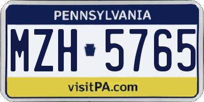 PA license plate MZH5765