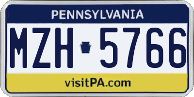 PA license plate MZH5766