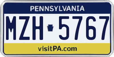 PA license plate MZH5767