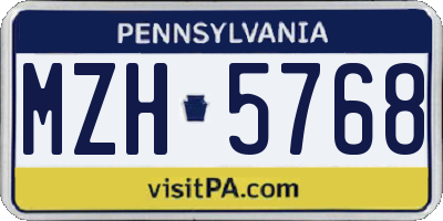 PA license plate MZH5768