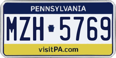 PA license plate MZH5769
