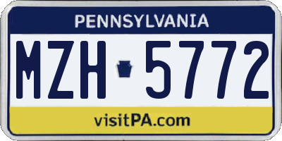 PA license plate MZH5772