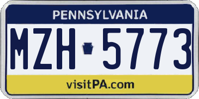 PA license plate MZH5773