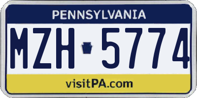 PA license plate MZH5774