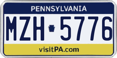 PA license plate MZH5776