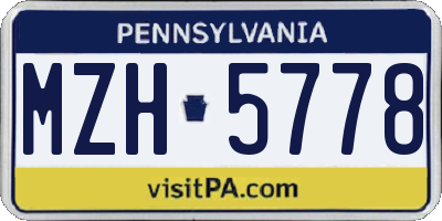 PA license plate MZH5778