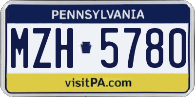 PA license plate MZH5780