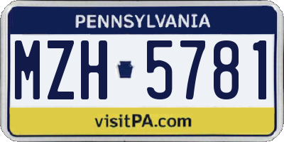 PA license plate MZH5781