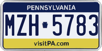 PA license plate MZH5783