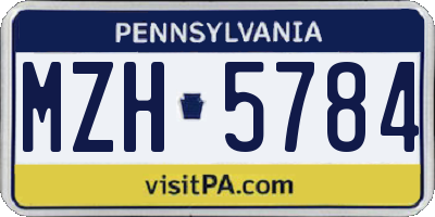 PA license plate MZH5784