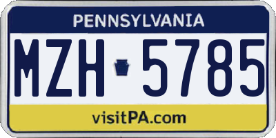 PA license plate MZH5785