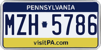 PA license plate MZH5786