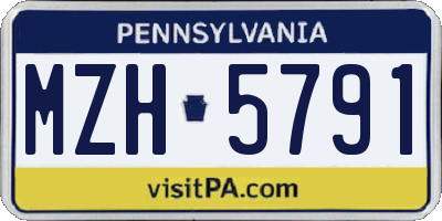 PA license plate MZH5791