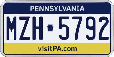 PA license plate MZH5792