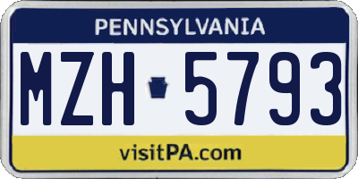 PA license plate MZH5793