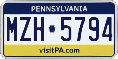 PA license plate MZH5794