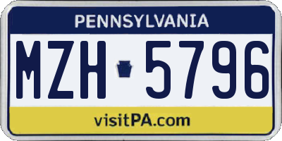 PA license plate MZH5796