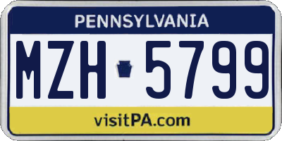 PA license plate MZH5799