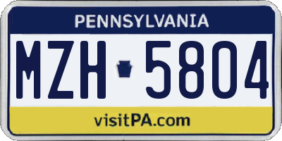 PA license plate MZH5804