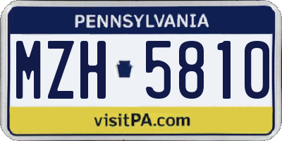 PA license plate MZH5810