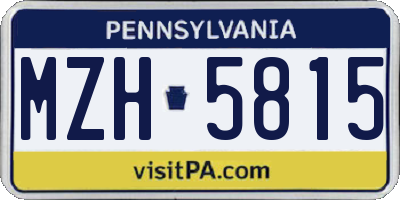 PA license plate MZH5815