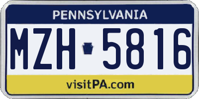 PA license plate MZH5816