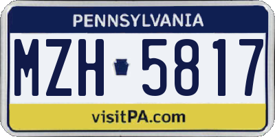 PA license plate MZH5817