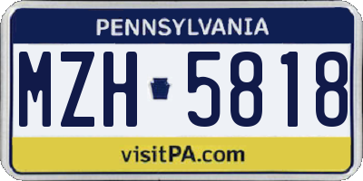 PA license plate MZH5818