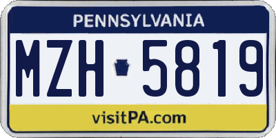 PA license plate MZH5819