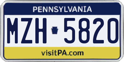 PA license plate MZH5820