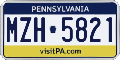 PA license plate MZH5821