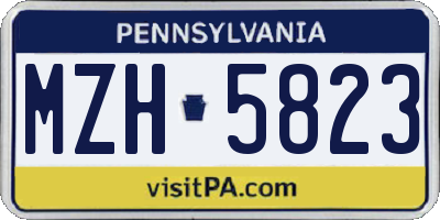 PA license plate MZH5823