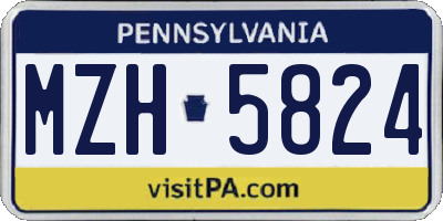 PA license plate MZH5824