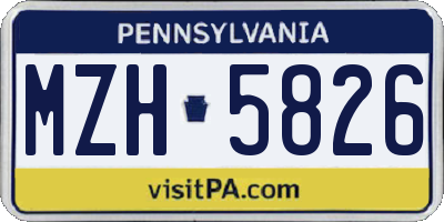 PA license plate MZH5826